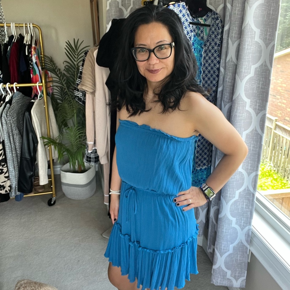 Sale, 3 For $40 Blue Strapless Dress/bathing Suit Cover